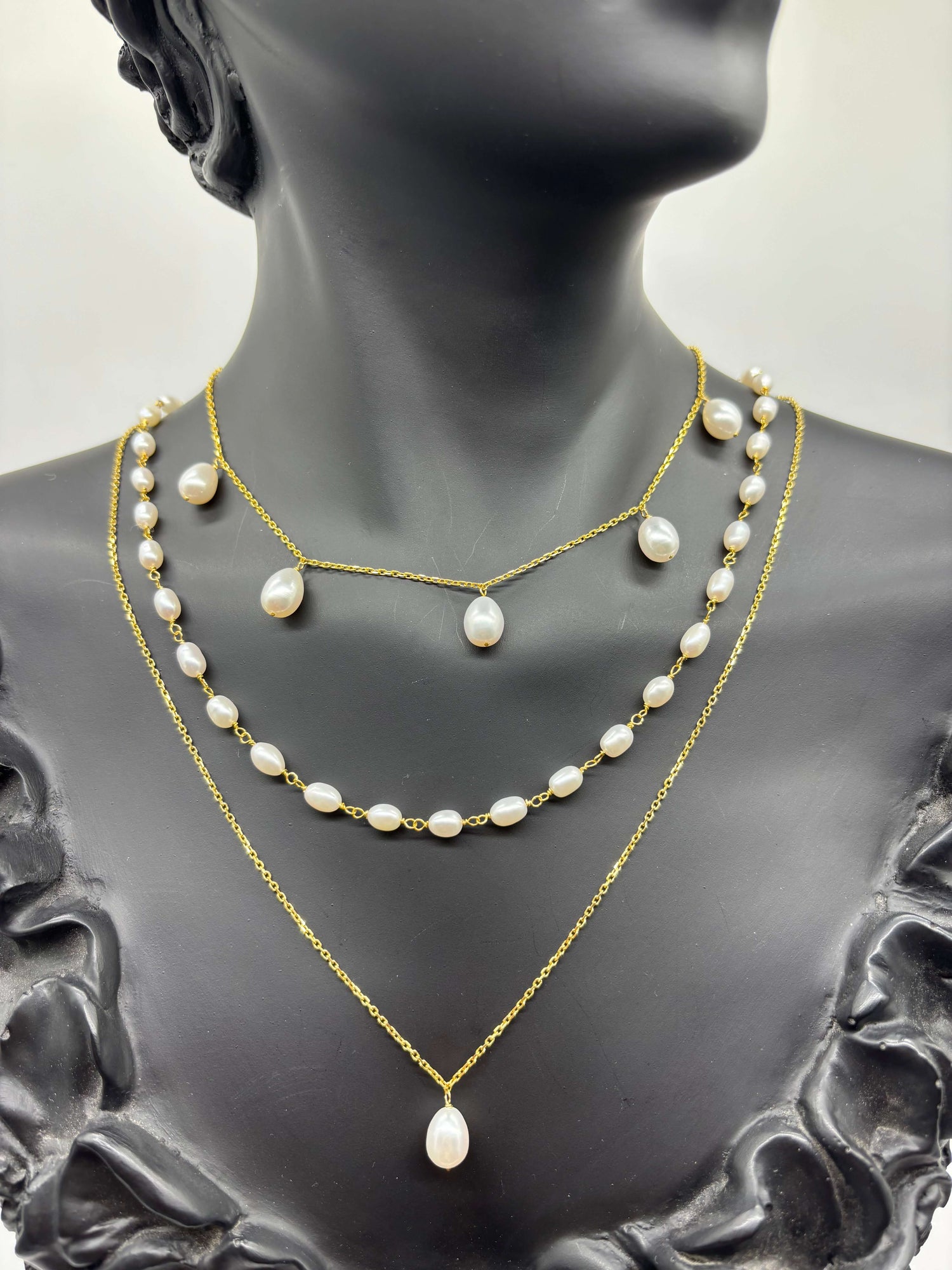 Doğal İnci Üçlü Kolye Set