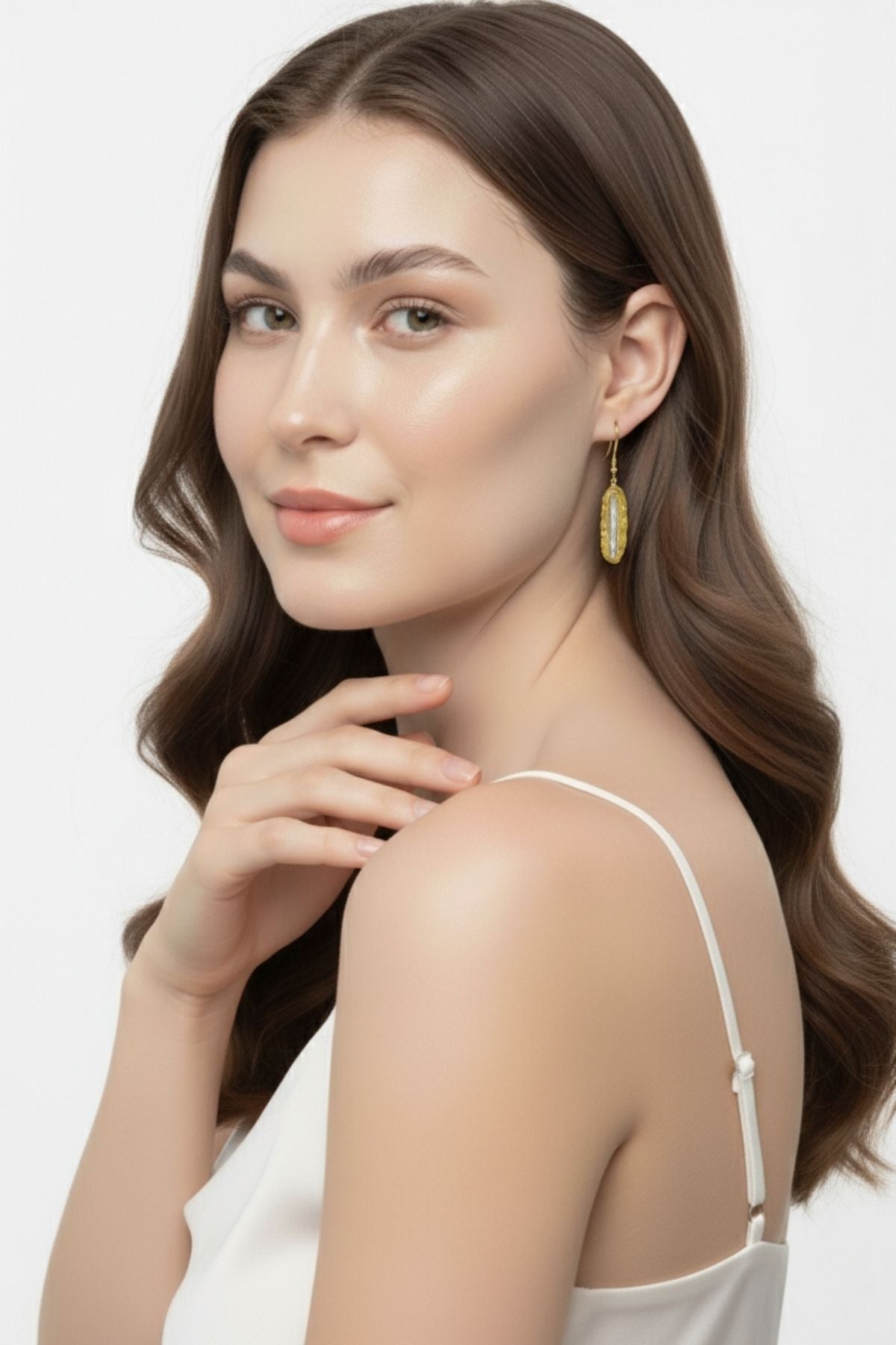 Uzun Dikdörtgen Barok İnci Küpe