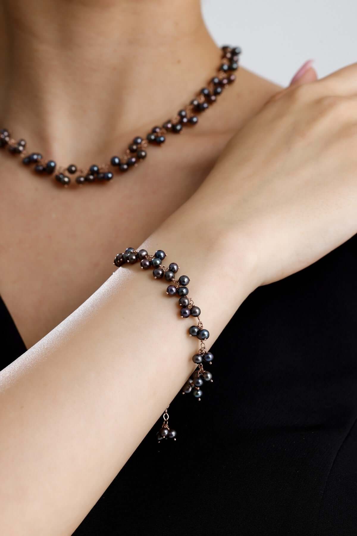 Sallantılı Doğal İnci Kolye Bileklik İkili Set | | Birinci1926