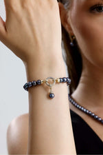 Halka Kilitli Siyah Doğal İnci Bileklik | İnci Bileklik | Birinci1926