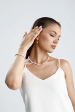 Sıralı Damla Doğal İnci Kolye Bileklik Küpe Üçlü Set | İnci Set | Birinci1926