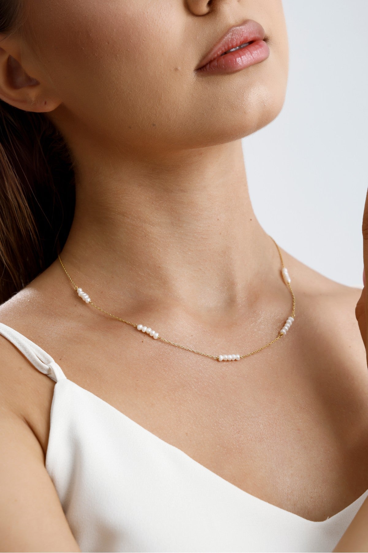 Zincirli Çıtır Doğal İncili Kolye