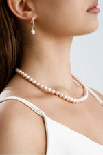 Pudra Pembe Doğal İnci Kolye Bileklik Küpe Üçlü Set | İnci Set | Birinci1926