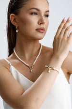 Halka Kilitli Doğal İnci Kolye Bileklik İkili Set | | Birinci1926