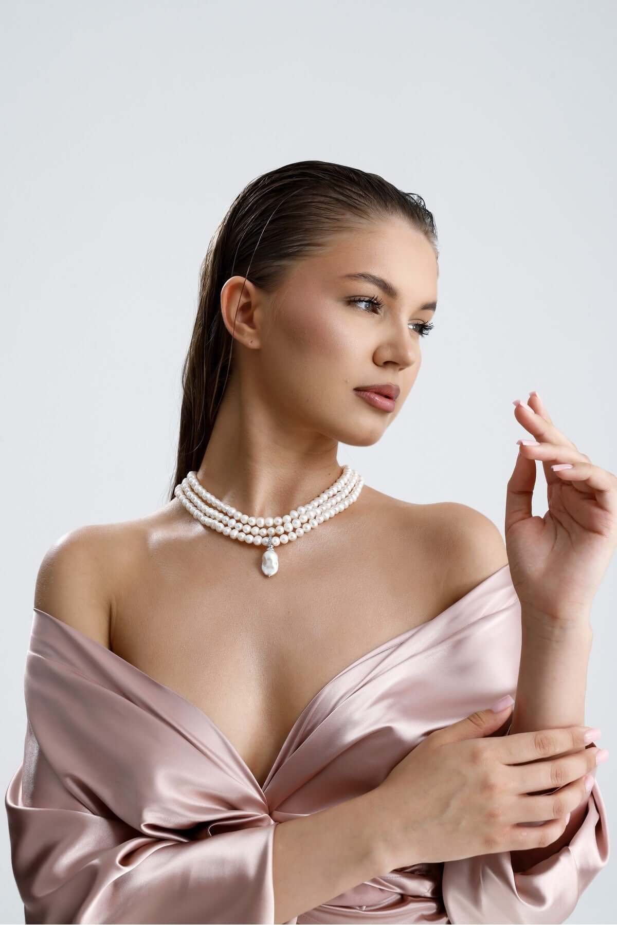 3 Sıra Barok Uçlu Doğal İnci Kolye | | Birinci1926