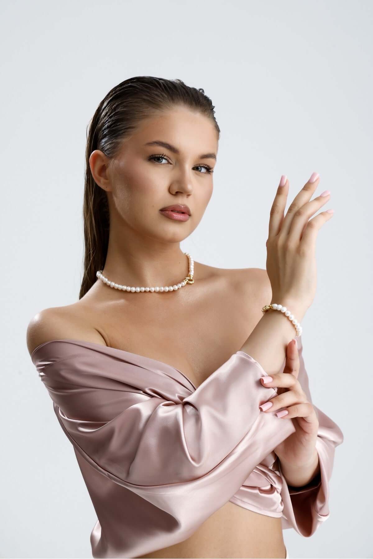 Denizci Kilit Doğal İnci Kolye Bileklik İkili Set | | Birinci1926