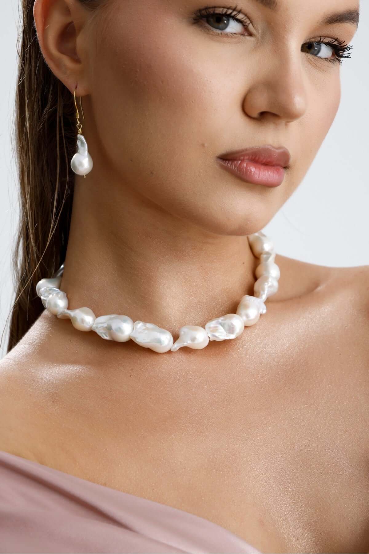 Barok İnci Kolye Bileklik Küpe Üçlü Set | | Birinci1926