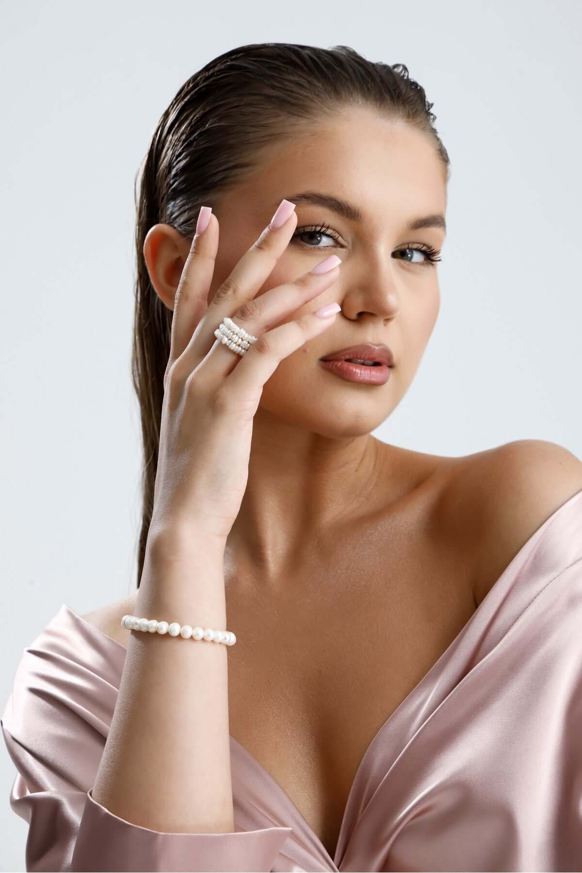 Ayarlanabilir Beyaz Doğal İnci Bileklik | İnci Bileklik | Birinci1926