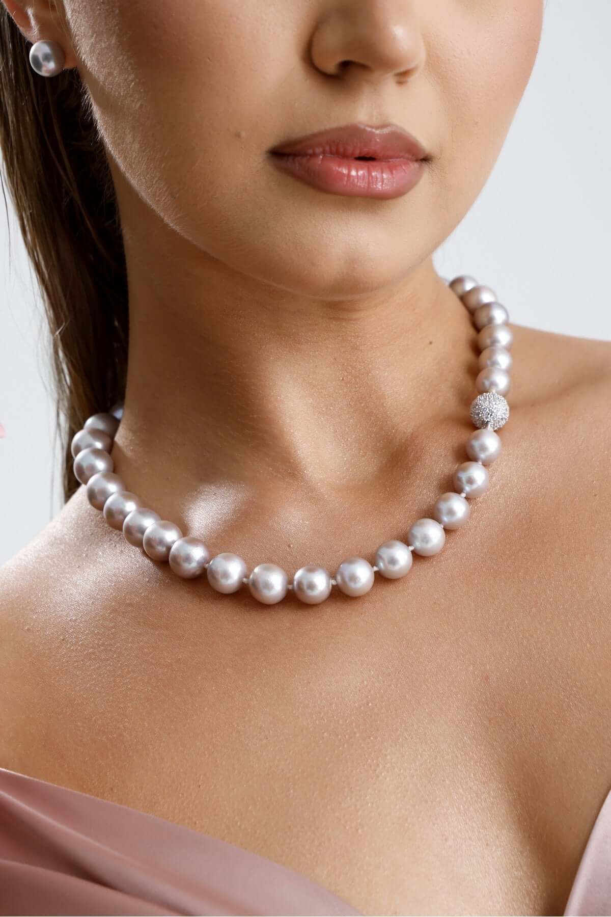 Süzme Gri Doğal İnci Kolye | | Birinci1926