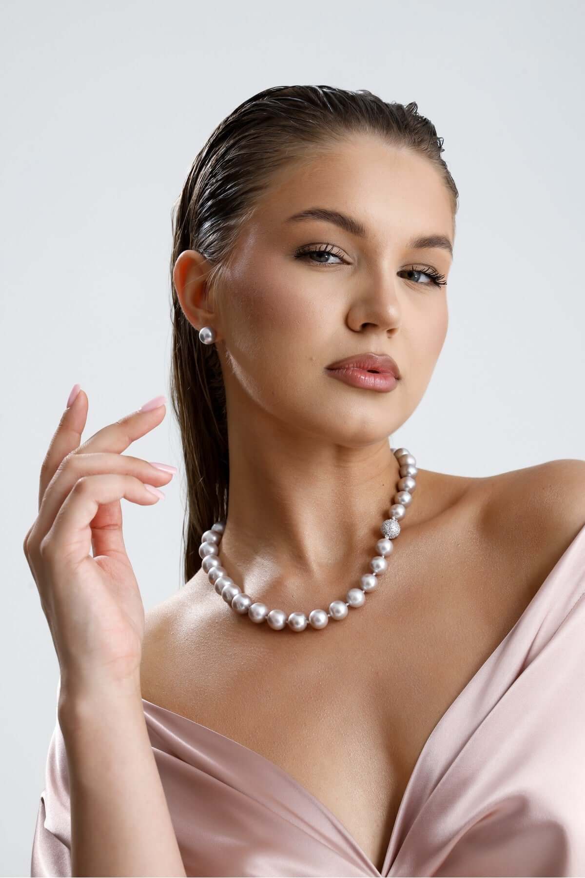 Süzme Gri Doğal İnci Kolye | | Birinci1926