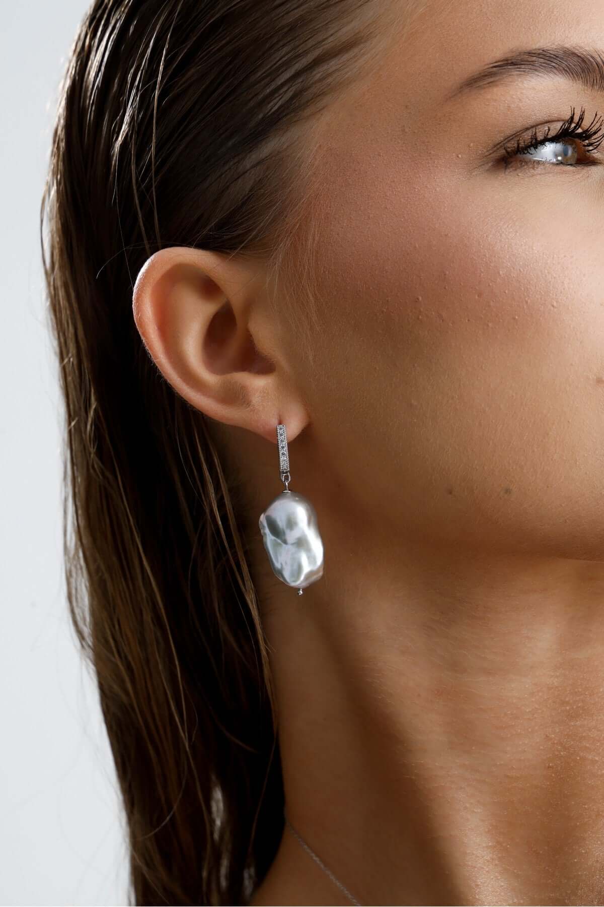 Gri Barok Doğal İnci Küpe | İnci Küpe | Birinci1926