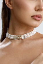 Lale Motif Dört Sıralı Doğal İnci Kolye Bileklik İkili Set | İnci Set | Birinci1926