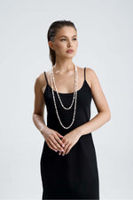 Drop Pembe Barok Doğal inci Uzun Kolye | | Birinci1926