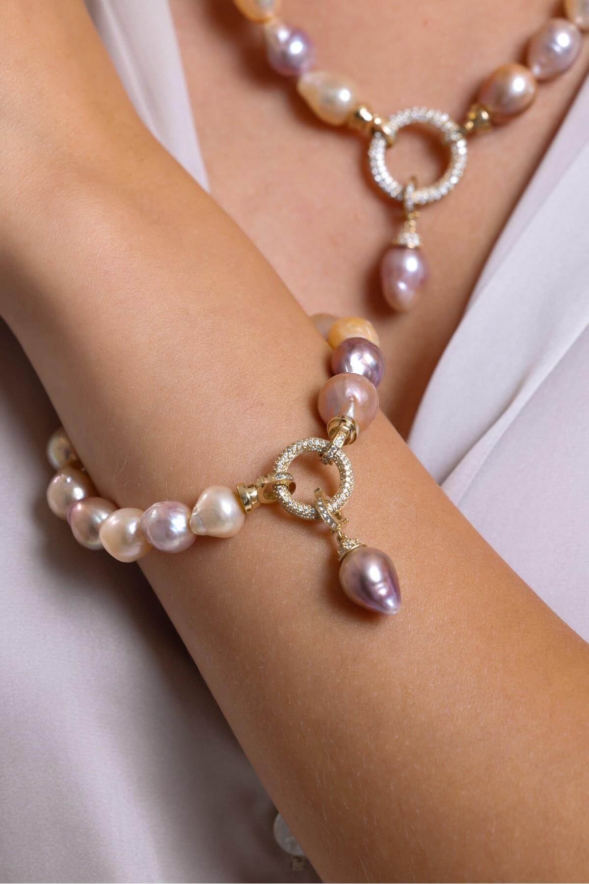 Halka Kilitli Multicolor Doğal İnci Bileklik | İnci Bileklik | Birinci1926