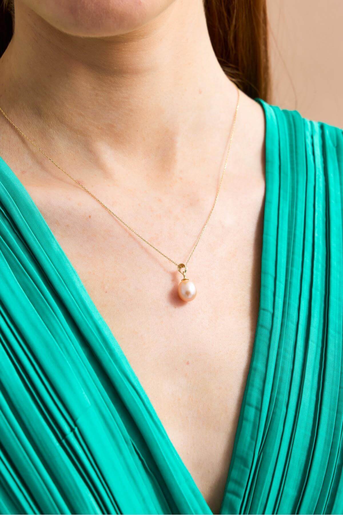 Pembe Damla Doğal İnci Kolye | | Birinci1926