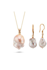 Barok Doğal İnci Küpe Kolye İkili Set | | Birinci1926