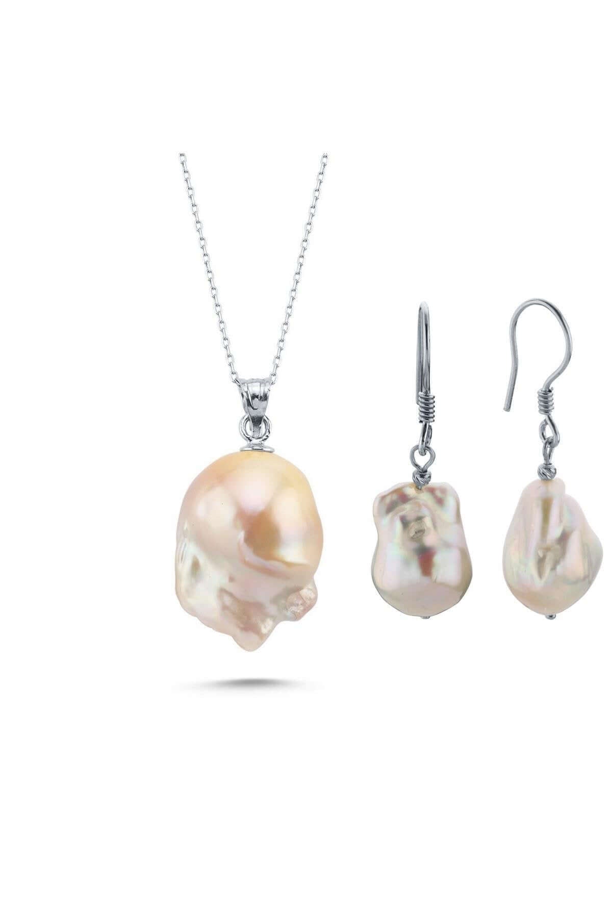 Barok Doğal İnci Küpe Kolye İkili Set | | Birinci1926