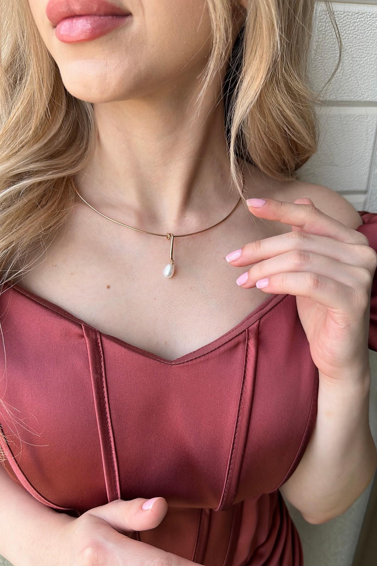 Choker Model Doğal İnci Kolye