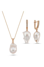 Barok Doğal İnci Küpe Kolye İkili Set | | Birinci1926