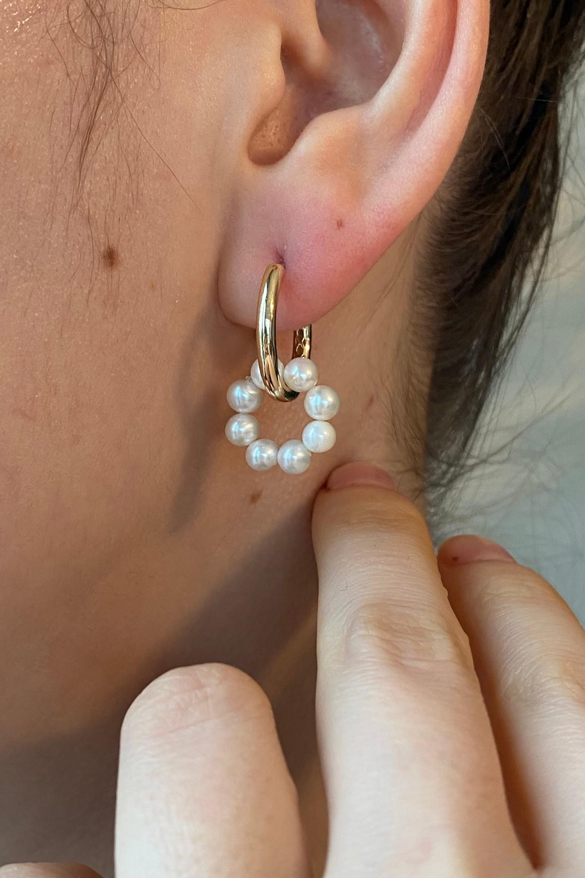 Charm Doğal İnci Halka Küpe