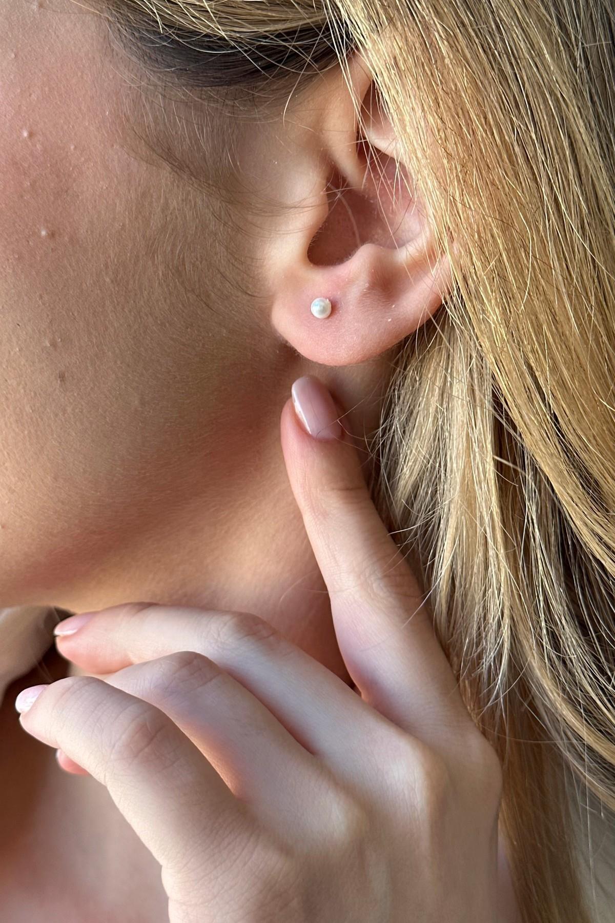 Beyaz Doğal İnci Küpe