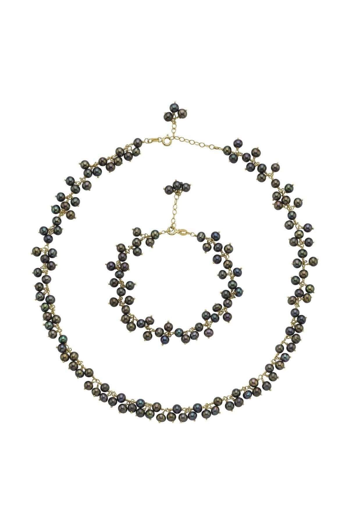 Sallantılı Doğal İnci Kolye Bileklik İkili Set | | Birinci1926