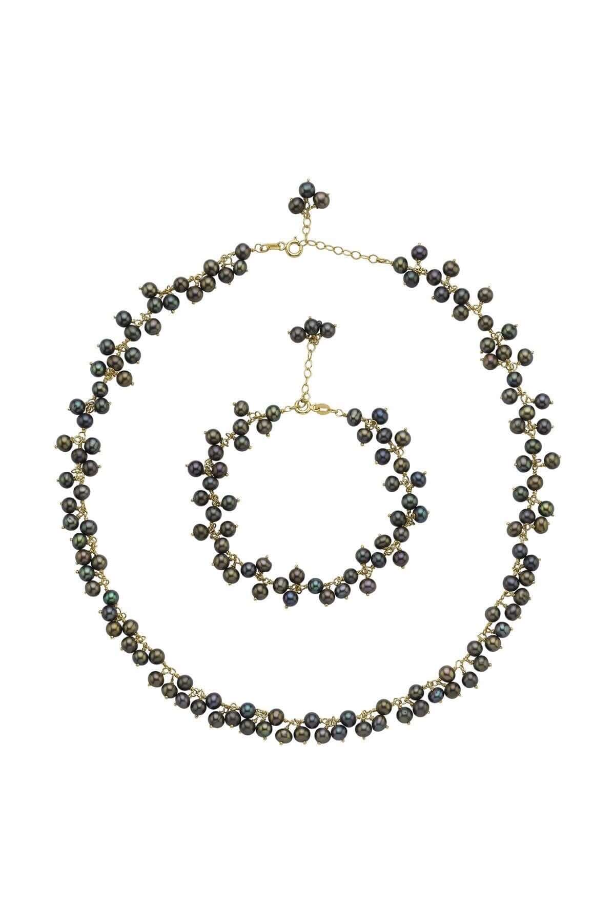 Sallantılı Doğal İnci Kolye Bileklik İkili Set | | Birinci1926