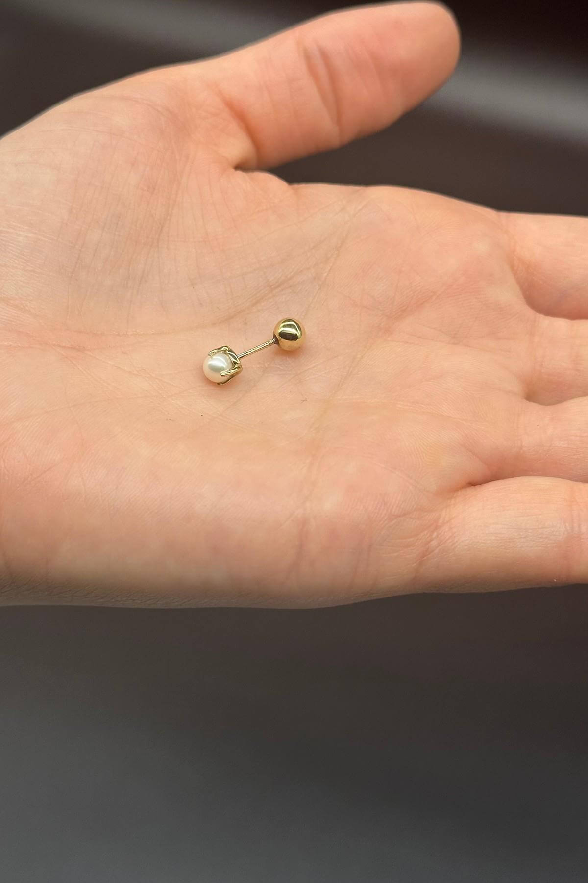 Tragus Doğal İnci Çift Taraflı Tek Piercing