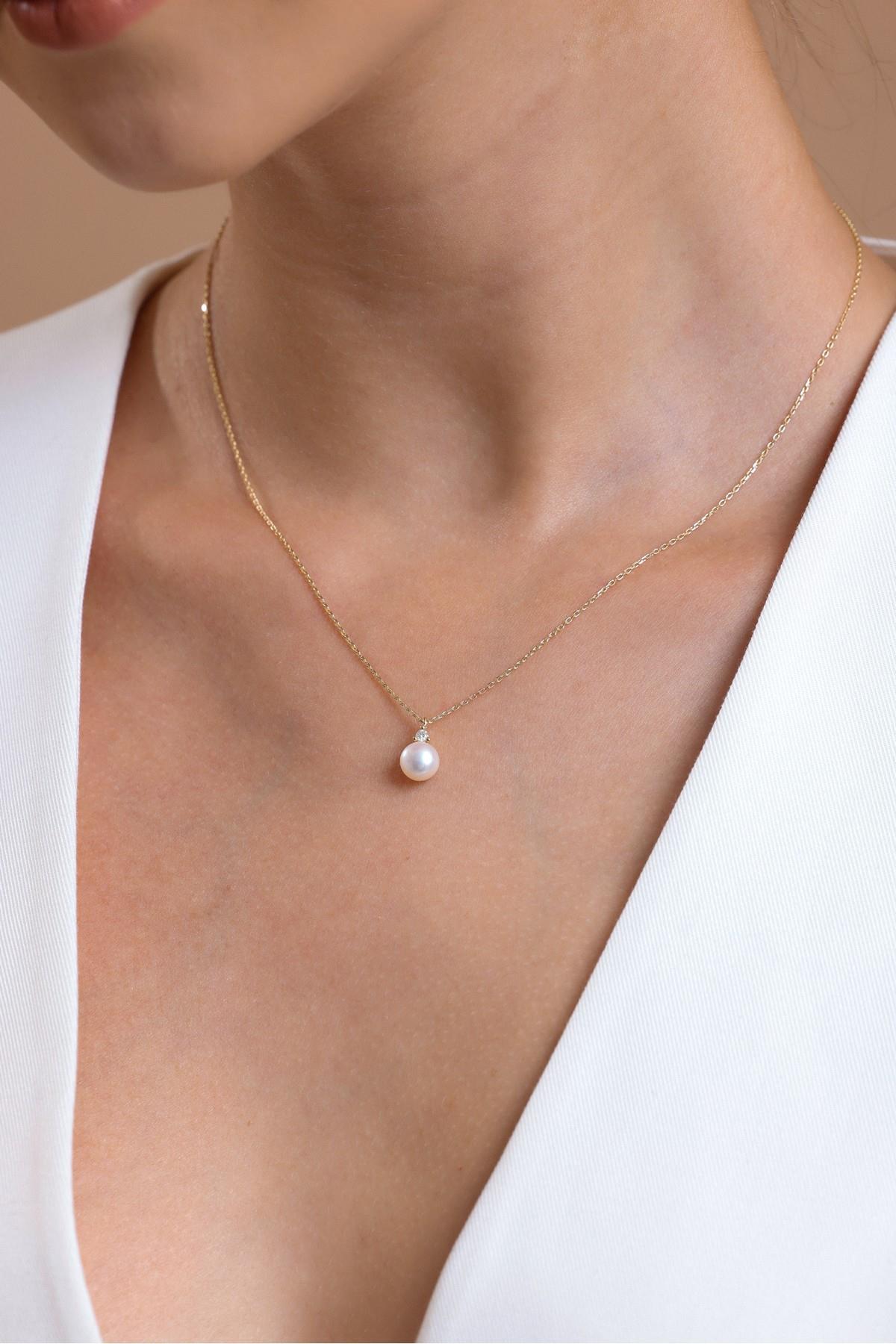 Doğal İnci 0,76 Karat Pırlantalı Kolye | | Birinci1926