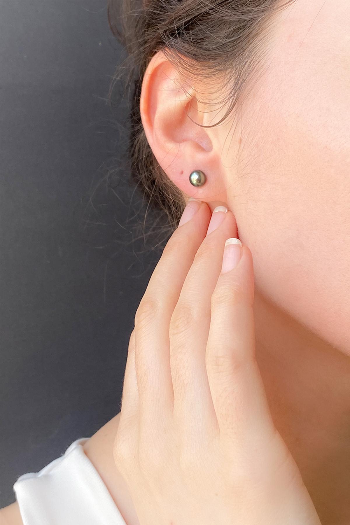 Siyah Doğal İnci Küpe