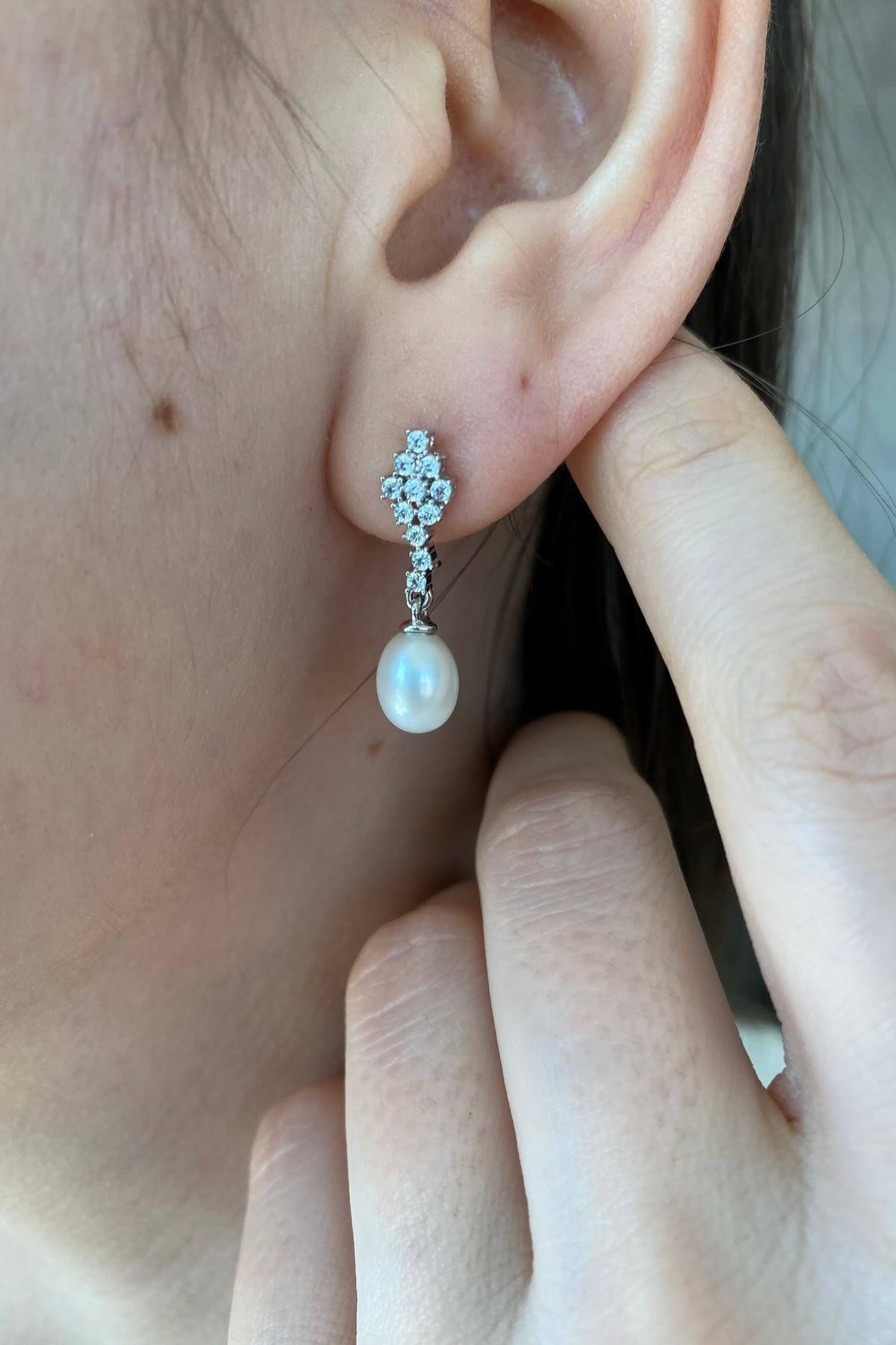 Taşlı Doğal İnci Küpe Kolye Bileklik Üçlü Set | | Birinci1926