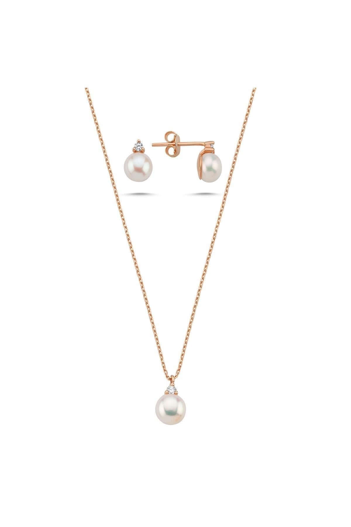 Doğal İnci 2,28 Karat Pırlantalı Küpe Kolye İkili Set | | Birinci1926