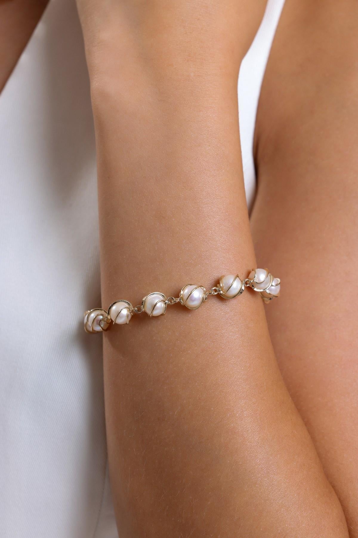 Kafesli Doğal İnci Bileklik
