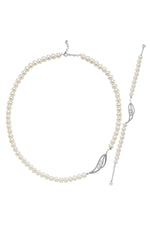 Yaprak Taşlı Doğal İnci Kolye Bileklik İkili Set | | Birinci1926