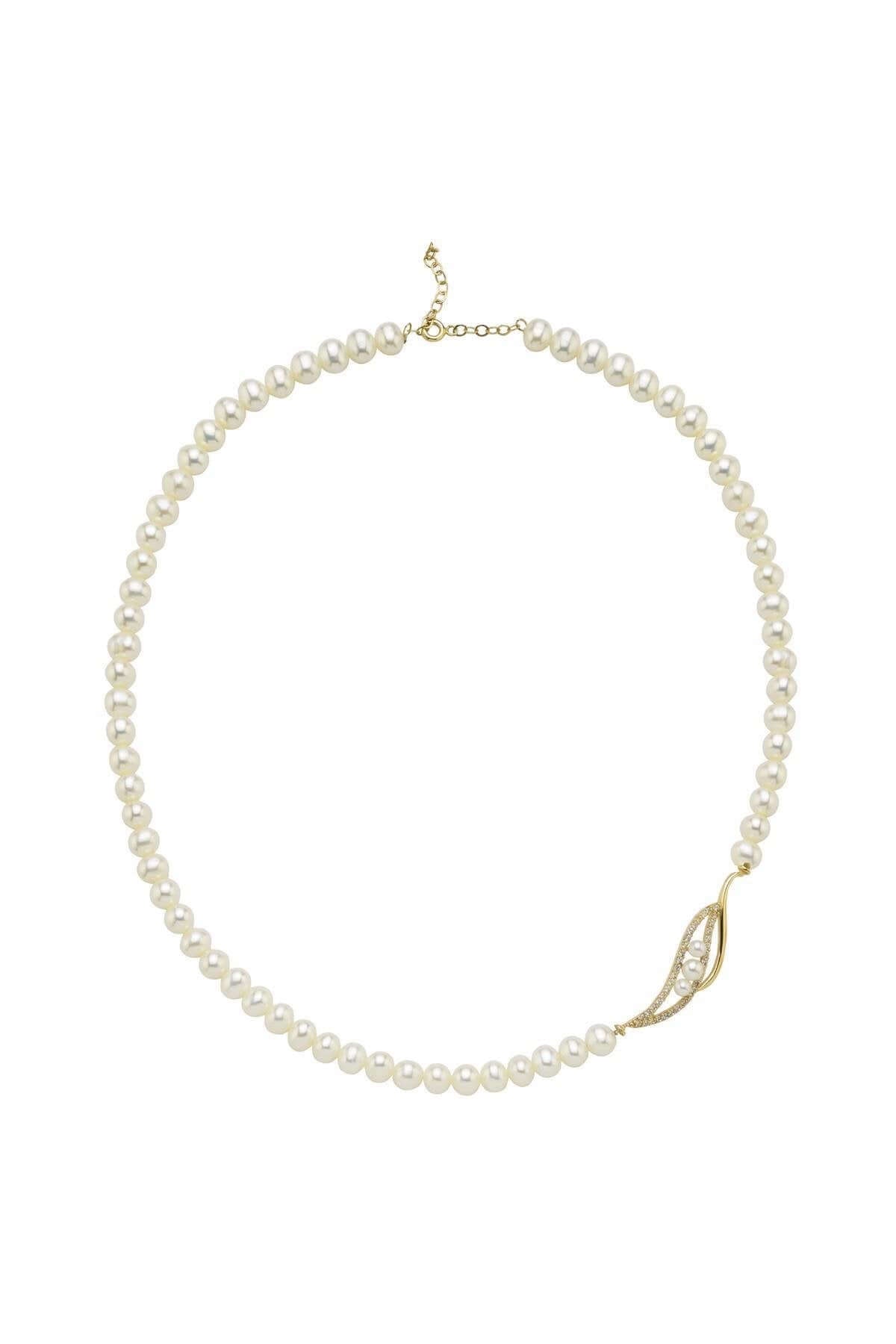 Yaprak Taşlı Doğal İnci Kolye | | Birinci1926