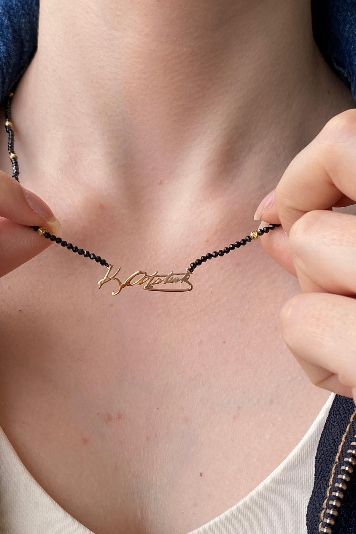 Atatürk İmzalı Spinel Kolye