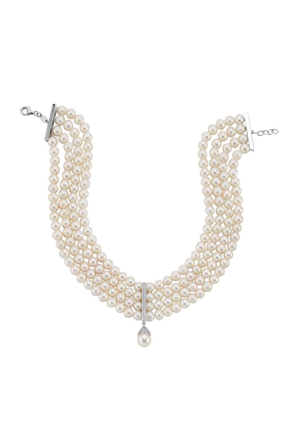 Choker Zirkon Taşlı Doğal İnci Kolye | | Birinci1926