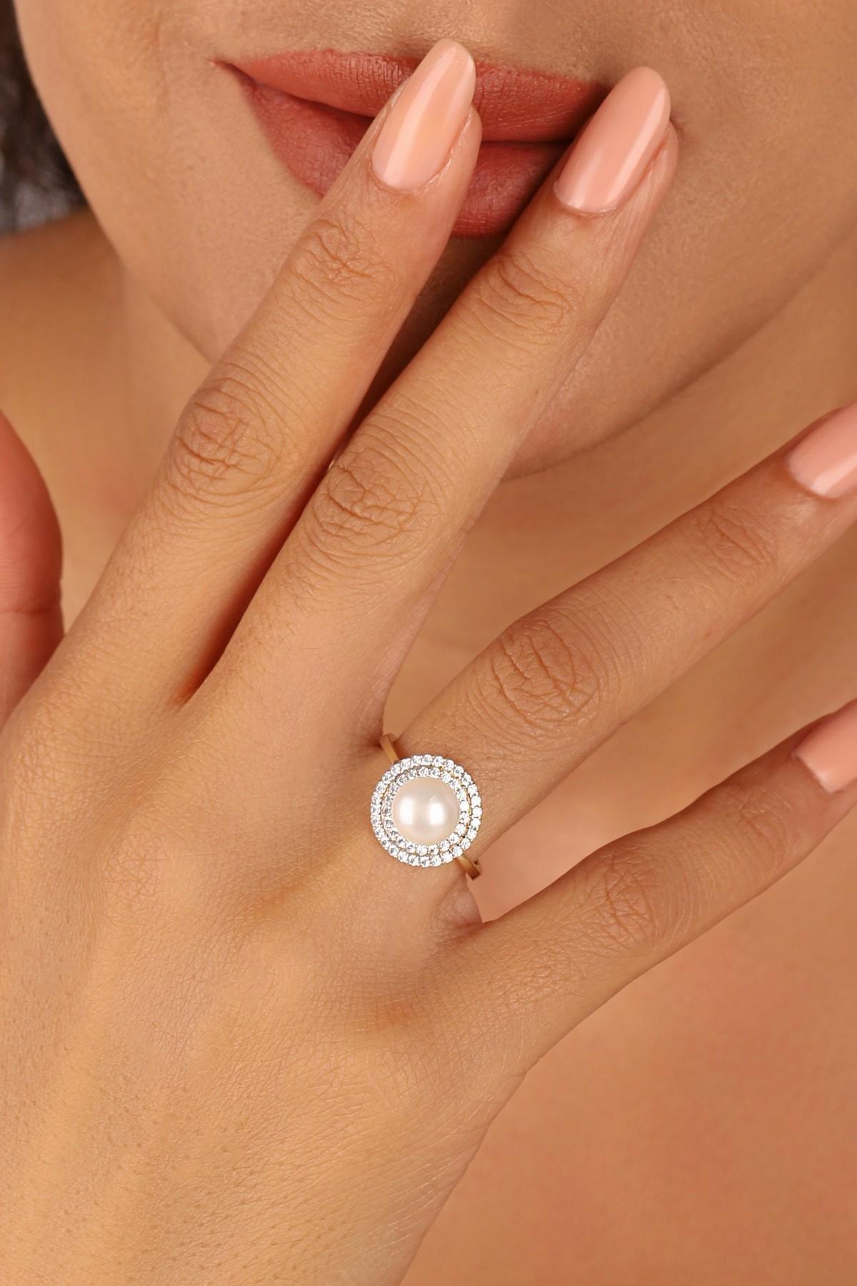 Doğal İnci Taşlı Küpe Kolye Yüzük Üçlü Set | | Birinci1926