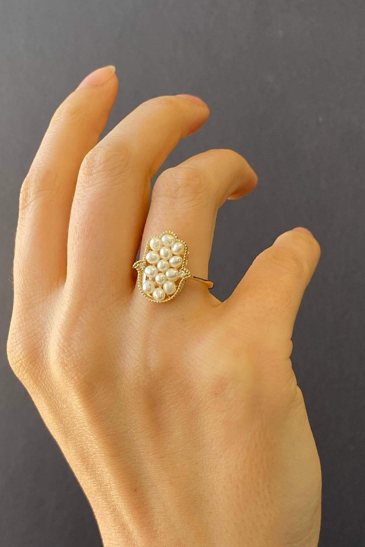 Fatma Elli Doğal 0,08 Karat İnci Pırlanta Yüzük | | Birinci1926