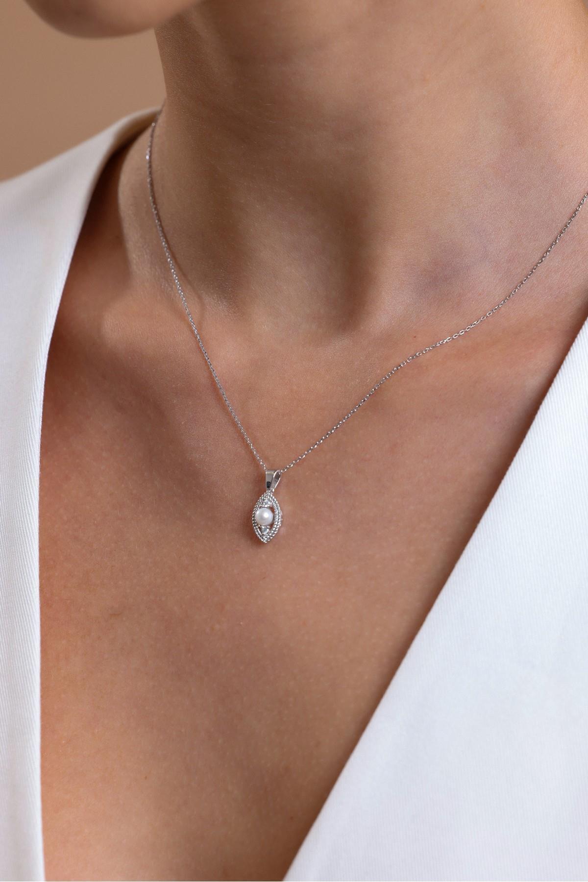 Göz Tek Doğal İncili 0,60 Karat Pırlanta Küpe Kolye Yüzük Üçlü Set | | Birinci1926