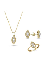 Göz Tek Doğal İncili 0,60 Karat Pırlanta Küpe Kolye Yüzük Üçlü Set | | Birinci1926