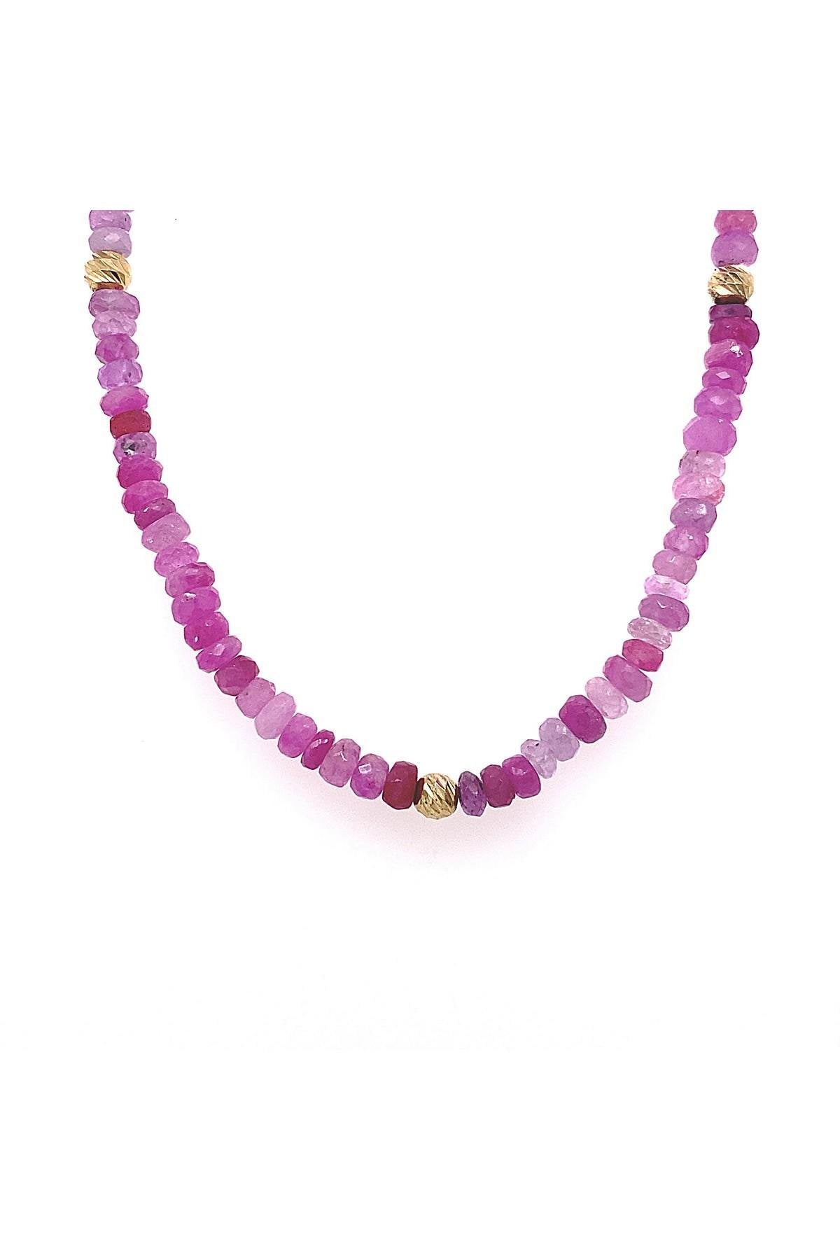 Yakut Taşlı Dorika Toplu Kolye