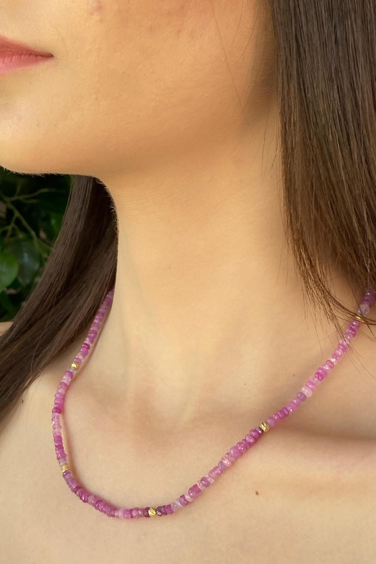 Yakut Taşlı Dorika Toplu Kolye