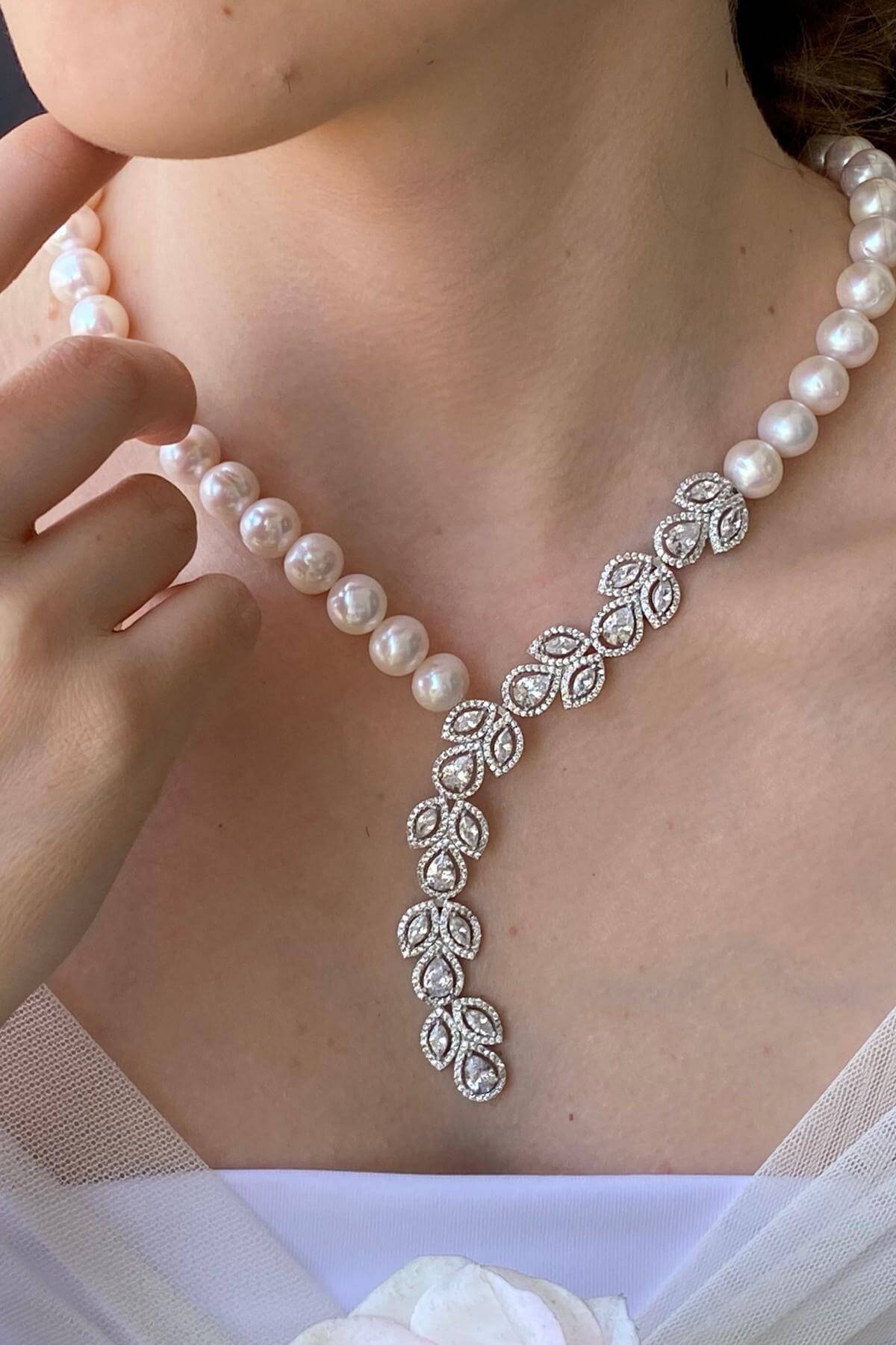 Zirkon Taşlı Doğal İnci Kolye | | Birinci1926