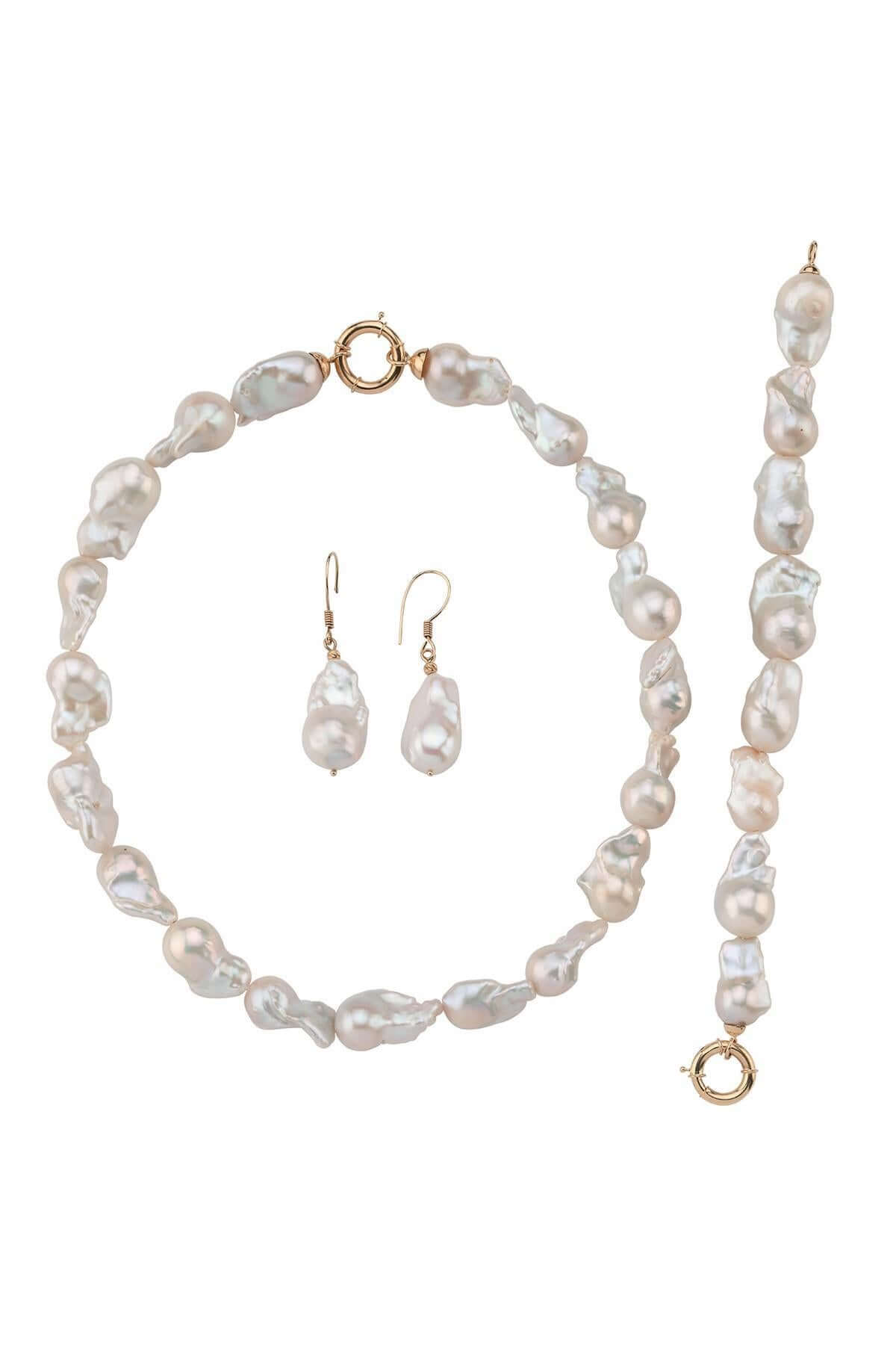 Barok İnci Kolye Bileklik Küpe Üçlü Set | | Birinci1926