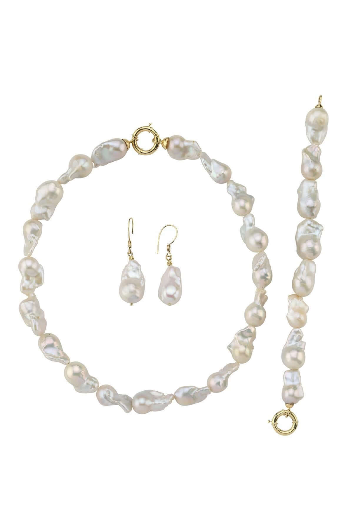 Barok İnci Kolye Bileklik Küpe Üçlü Set | | Birinci1926