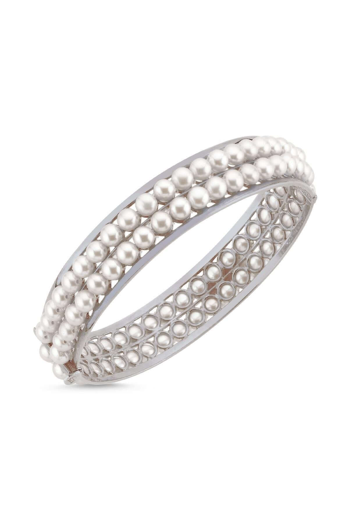 Çift Sıra Doğal İnci Kelepçe Bileklik | | Birinci1926