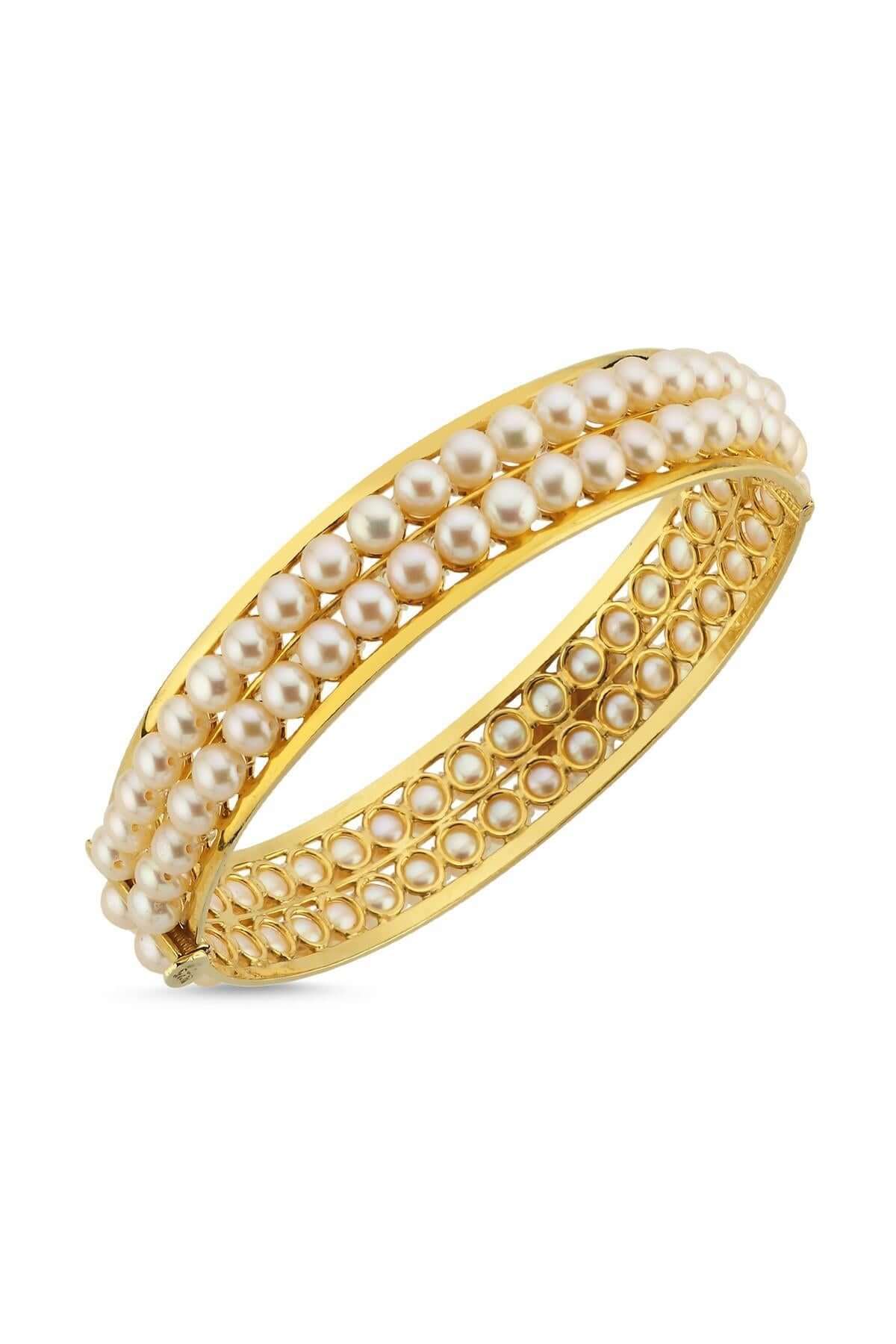 Çift Sıra Doğal İnci Kelepçe Bileklik | | Birinci1926