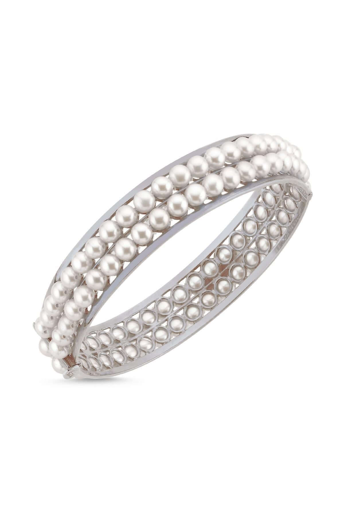 Çift Sıra Doğal İnci Kelepçe Bileklik | | Birinci1926