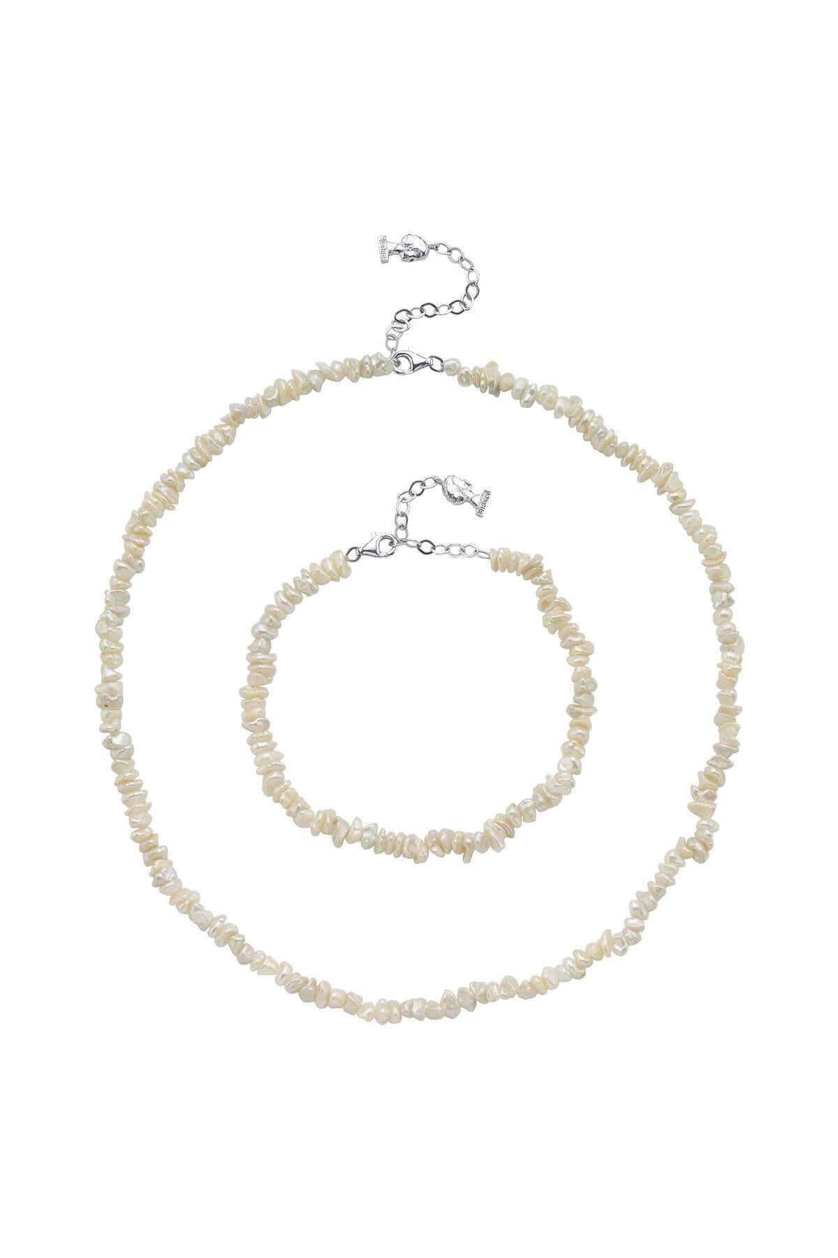 Bahreyn İnci Kolye Bileklik İkili Set